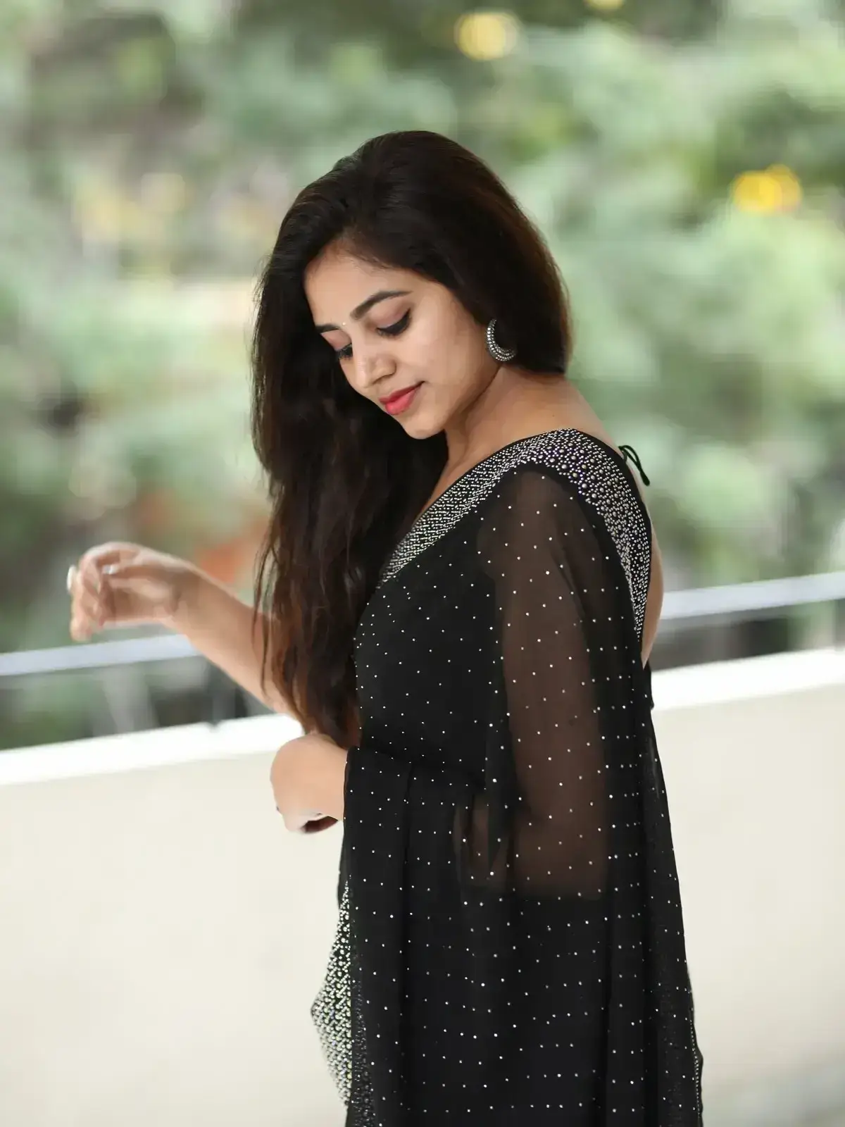 Vibhisha Jaanu in Black Saree at Rudram Kota Movie Success Meet